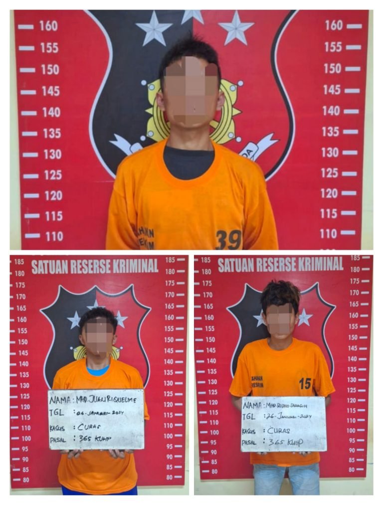 Tim Jatanras Bringas Polresta Deli Serdang Berhasil membekuk Tiga Orang Pria Pelaku Curas di Lubuk Pakam