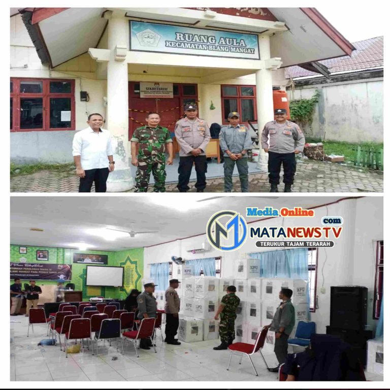 Polisi Amankan Logistik Pemilu di Sekretariat PPK Blang Mangat, Lhokseumawe