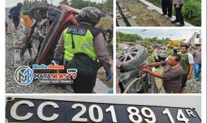 Sat Lantas Polres Tebing Tinggi Selidiki Kasus Kecelakaan Kereta Api Kontra Minibus