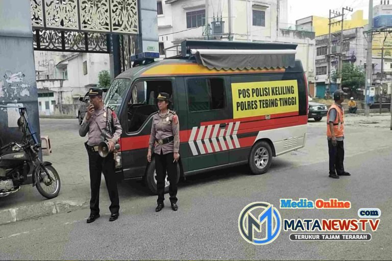 Operasi Ketupat, Sat Binmas Polres Tebing Tinggi Public Address di Pusat Keramaian