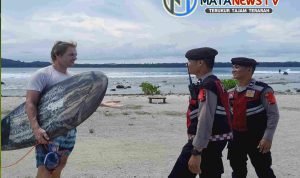 SAT SAMAPTA POLRES NISEL Jaga Keamanan Wisatawan Di Libur Lebaran Idul Fitri 1445 H
