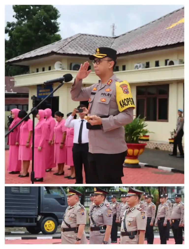 Kapolres Nias Selatan Pimpin Upacara Sertijab Kabag Ren dan Kapolsek