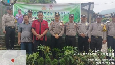 Bakti Sosial Sambut Hari Bhayangkara ke 78, Polres Tanah Karo Tanam 1000 Bibit Pohon dan Berikan Beasiswa Pelajar Serta Bibit Tanaman Pangan 