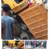 Jembatan Uzur Titi Besi Batang Serangan Amblas Dihantam Dump Truck Overload