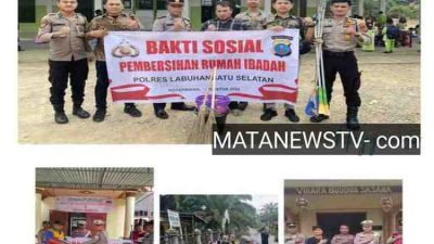 Polres Labuhanbatu Selatan Gelar Bakti Sosial Bersih-Bersih Rumah Ibadah dalam Rangka Commander Wish Kapolda Sumut