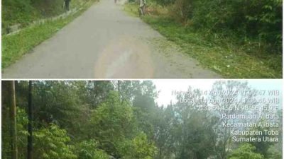 Gotong Royong Desa Pardomuan Dihadiri Camat Ajibata dan Para Tokoh Masyarakat