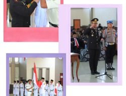Kapolres Labuhanbatu Mengawal Pengukuhan Paskibraka Labuhanbatu Utara 2024