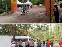 Polres Tanah Karo Kawal Ketat Seeding Run Balap Sepeda Downhill di PON XXI