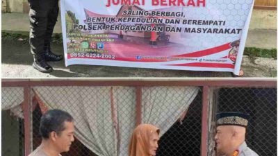 Kapolsek Perdagangan Gelar Jumat Barokah, Salurkan Sembako di Kecamatan Bandar