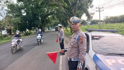 Personel Satlantas Polres Batu Bara Gelar Pengaturan Lalu Lintas di Beberapa Titik Rawan