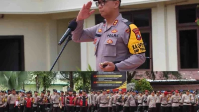 Kapolres Nias Selatan Pimpin Apel Penerimaan BKO Polda Sumut untuk Pengamanan Pilkada 2024
