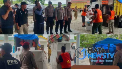 Polsek Tanjungpura Kawal Pergeseran Logistik Pilkada 2024 ke Gudang KPU Langkat
