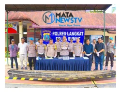 Kapolres Langkat Release kasus Pencuri Besi Jembatan
