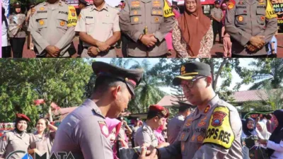 Awali Tahun 2025, Kapolres Langkat Pimpin Upacara Kenaikan Pangkat 61 Personel