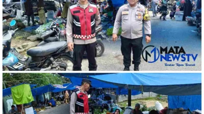 Unit Samapta Polsek Sei Kanan Laksanakan Patroli di Pasar Tradisional Pekan Langgapayung, Antisipasi Premanisme dan Gangguan Kamtibmas