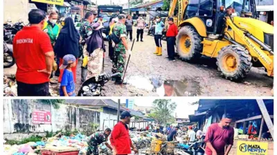 Semangat Gotong Royong, Polsek Pangkalan Susu dan Warga Bersihkan Sampah Menumpuk
