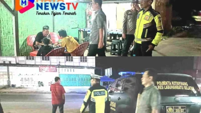 Polsek Kotapinang Gelar Patroli Blue Light, Antisipasi Geng Motor dan Kejahatan Jalanan
