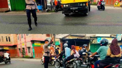 Polsek Indrapura Gelar Pengaturan Lalu Lintas Pagi Hari untuk Antisipasi Gangguan Kamtibmas dan Kemacetan