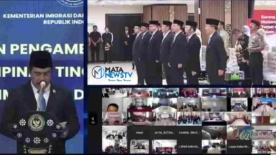 Pelantikan dan Pengambilan Sumpah Jabatan Pimti Madya Kementerian Imigrasi dan Pemasyarakatan secara virtual