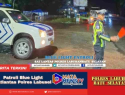 Personel Satlantas Polres Labusel Intensifkan Patroli Blue Light untuk Cegah Kejahatan Jalanan
