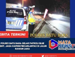 Polres Batu Bara Gelar Patroli Blue Light, Jaga Kamseltibcarlantas di Jalur Rawan Laka