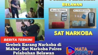 Grebek Sarang Narkoba di Mabar, Sat Narkoba Polres Pelabuhan Belawan Amankan Tiga Pelaku