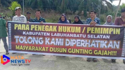Warga Desa Sosopan Gelar Aksi di Kantor Bupati Labusel, Tuntut Penanganan Danau yang Meresahkan