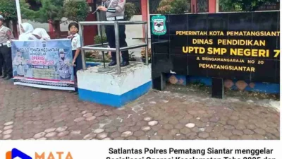 Satlantas Polres Pematang Siantar Gelar Sosialisasi Operasi Keselamatan Toba 2025 di SMP Negeri 7