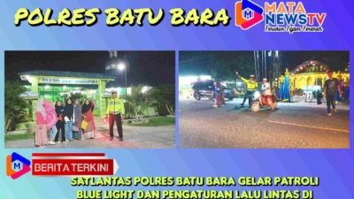 Satlantas Polres Batu Bara Gelar Patroli Blue Light dan Pengaturan Lalu Lintas di Lokasi Salat Tarawih