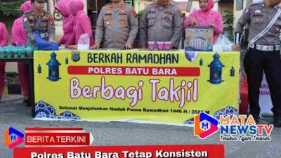Polres Batu Bara Tetap Konsisten Bagikan Takjil Gratis Selama Sepekan Ramadhan 1446 H