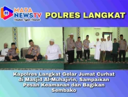 Kapolres Langkat Gelar Jumat Curhat di Masjid Al-Muhajirin, Sampaikan Pesan Keamanan dan Bagikan Sembako