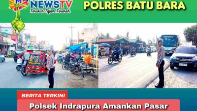 Polsek Indrapura Amankan Pasar Tumpah Selama Ramadhan, Lalin Padat Tapi Lancar