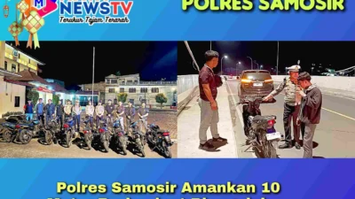 Polres Samosir Amankan 10 Motor Berknalpot Blong dalam Patroli Presisi Malam