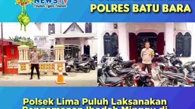 Polsek Lima Puluh Laksanakan Pengamanan Ibadah Minggu di Gereja GKPI Lima Puluh