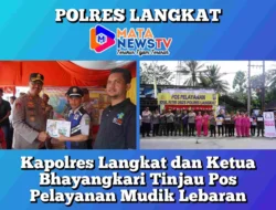 Kapolres Langkat dan Ketua Bhayangkari Tinjau Pos Pelayanan Mudik Lebaran