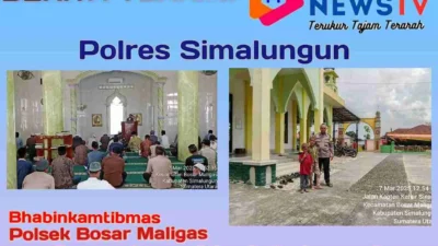 Bhabinkamtibmas Polsek Bosar Maligas Amankan Sholat Jumat di Masjid Jami’ Ujung Padang