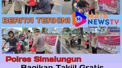 Polres Simalungun Bagikan Takjil Gratis Kepada Masyarakat di Jalan Asahan KM VII depan Kantor Satlantas 
