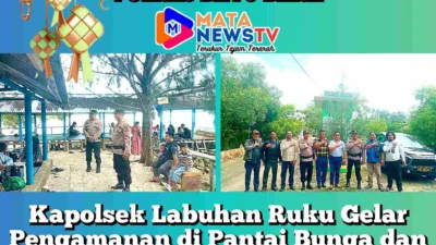 Kapolsek Labuhan Ruku Gelar Pengamanan di Pantai Bunga dan Pantai Bali saat Libur Lebaran