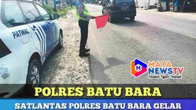 Satlantas Polres Batu Bara gelar patroli Kibas Bendera dan Monitoring arus Lalulintas di Titik Rawan. 