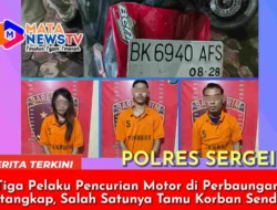 Tiga Pelaku Pencurian Motor di Perbaungan Ditangkap, Salah Satunya Tamu Korban Sendiri