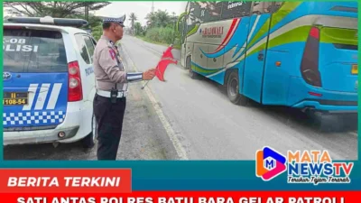 Satlantas Polres Batu Bara Gelar Patroli Kibas Bendera Dan Pantau arus Lalulintas di WILKUM Polres Batu Bara