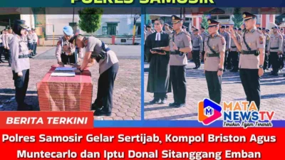 Polres Samosir Gelar Sertijab, Kompol Briston Agus Muntecarlo dan Iptu Donal Sitanggang Emban Amanah Baru