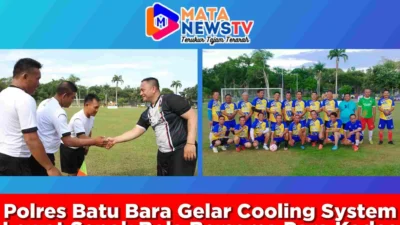Polres Batu Bara Gelar Cooling System Lewat Sepak Bola Bersama Para Kades di Indrapura