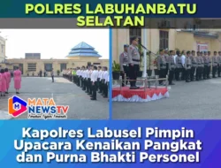 Kapolres Labusel Pimpin Upacara Kenaikan Pangkat dan Purna Bhakti Personel