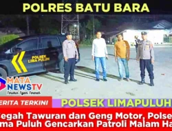 Cegah Tawuran dan Geng Motor, Polsek Lima Puluh Gencarkan Patroli Malam Hari