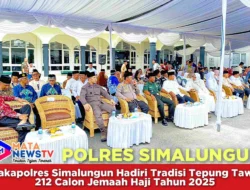 Wakapolres Simalungun Hadiri Tradisi Tepung Tawar 212 Calon Jemaah Haji Tahun 2025