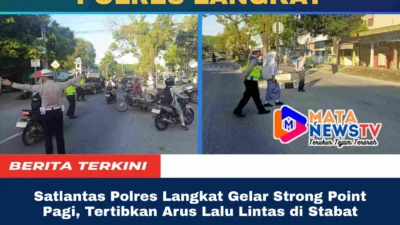 Satlantas Polres Langkat Gelar Strong Point Pagi, Tertibkan Arus Lalu Lintas di Stabat