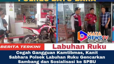 Cegah Gangguan Kamtibmas, Kanit Sabhara Polsek Labuhan Ruku Gencarkan Sambang dan Sosialisasi ke SPBU