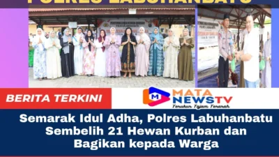 Semarak Idul Adha, Polres Labuhanbatu Sembelih 21 Hewan Kurban dan Bagikan kepada Warga