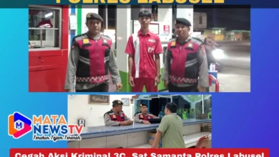 Cegah Aksi Kriminal 3C, Sat Samapta Polres Labusel Intensifkan Patroli Malam Hari